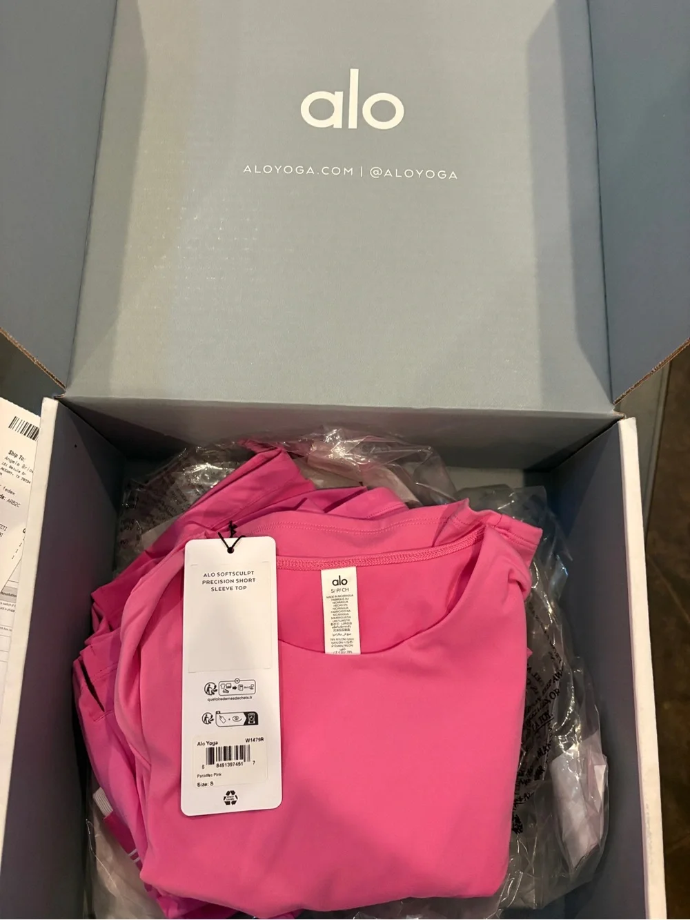 ALO Yoga Pink Crew Short Sleeve Tee